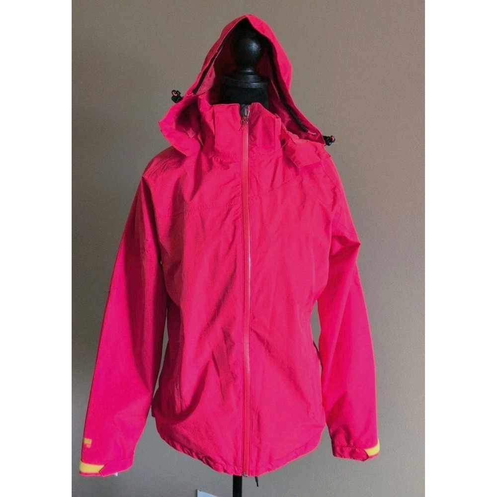 Mckinley Aquamax Rain Waterproof Windbreaker Hooded Jacket Women Sz M Coral GUC